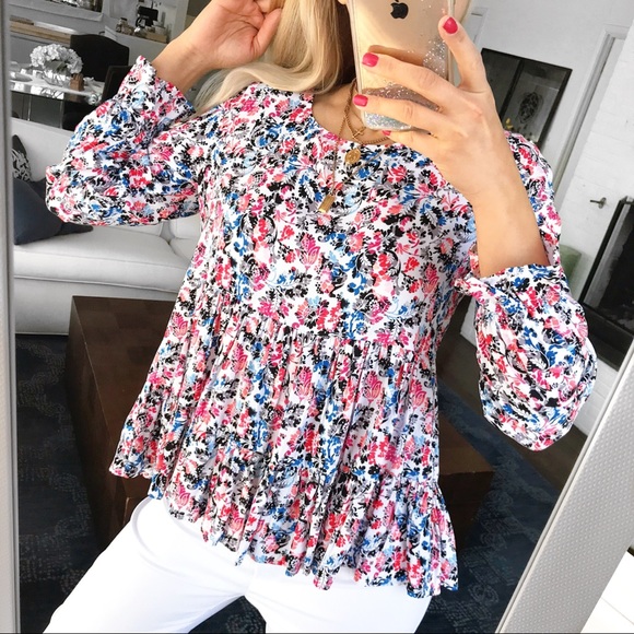 🦋🌸 JANE AND DELANCEY PINK BLACK FLORAL BLOUSE! - Picture 3 of 14